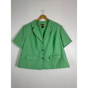 Professional R.Q.T. Woman Plus 24W Short Sleeve Blazer Green 3-Button Career Top